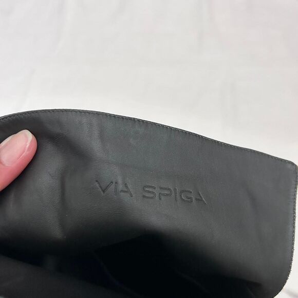 Via Spiga Finley Black Leather Tall Over the Knee Block Heel Boots - Sz 5.5M - Picture 7 of 9